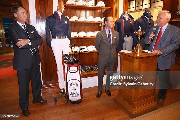 Davis Love III, Bill Huntington and Jeff Price attend POLO Ralph Lauren and Davis Love III Celebrate the 41st Annual Ryder Cup on August 29, 2016 in...