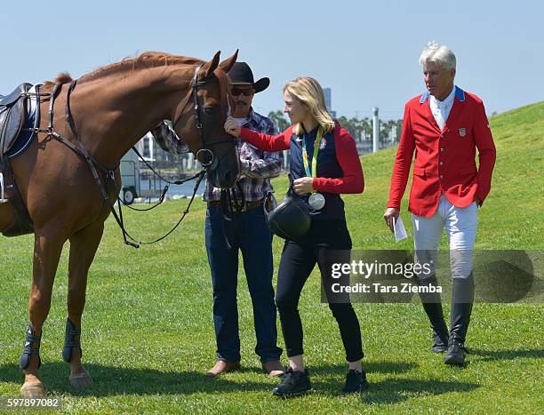 Olympic Silver Medalist Lucy Davis and 2012 Olympian Rich Fellers attend the Longines Masters of Los Angeles preview at Shoreline Aquatic Park at...