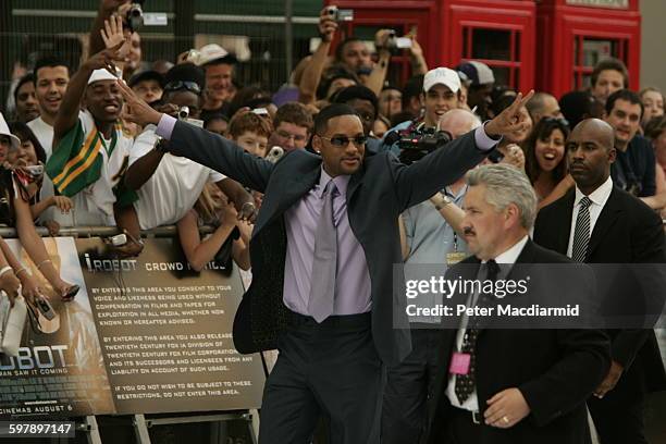 American actor Will Smith at the premiere of 'I, Robot' in Leicester Square, London, 4th August 2004.