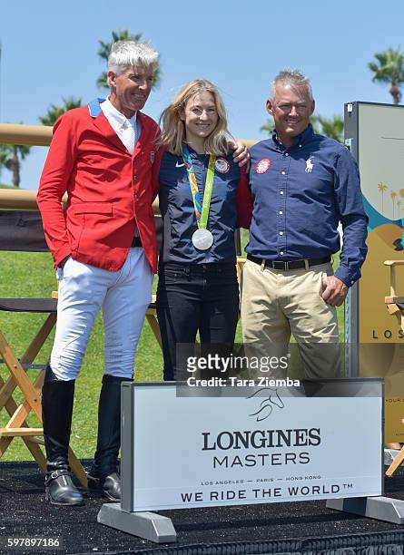 Olympian Rich Fellers, 2016 Silver medalist Lucy Davis and 2008 Olympic Gold Medalist Will Simpson attend the Longines Masters of Los Angeles preview...
