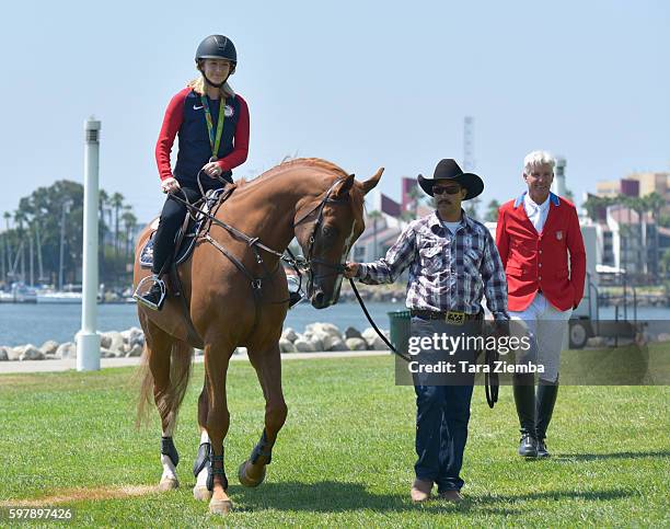 Olympic Silver Medalist Lucy Davis and 2012 Olympian Rich Fellers attend the Longines Masters of Los Angeles preview at Shoreline Aquatic Park at...