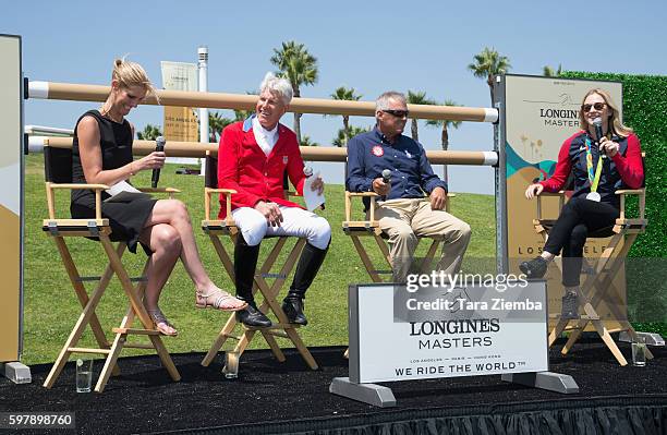 Moderator Debbie Emery, 2012 Olympian Rich Fellers, 2008 Olympic Gold Medalist Will Simpson and 2016 Olympic Silver Medalist Lucy Davis attend the...