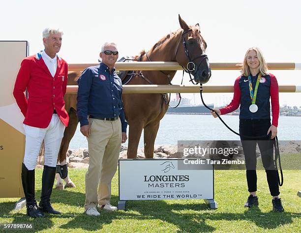 Olympian Rich Fellers, 2008 Olympic Gold Medalist Will Simpson and 2016 Silver Medalist Lucy Davis attend the Longines Masters of Los Angeles preview...