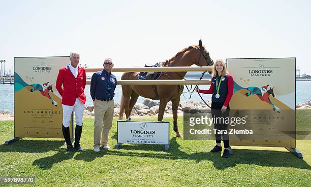 Olympian Rich Fellers, 2008 Olympic Gold Medalist Will Simpson and 2016 Silver Medalist Lucy Davis attend the Longines Masters of Los Angeles preview...