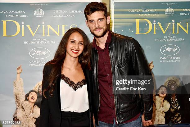 Oulaya Amamra and Kevin MischelÊattend the 'Divines' Paris Premiere at UGC Cite Cine des Halles on August 29, 2016 in Paris France.