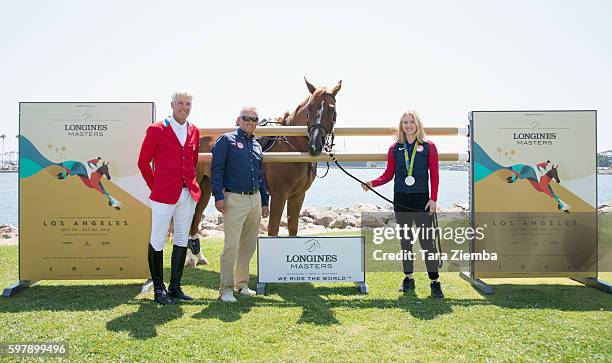 Olympian Rich Fellers, 2008 Olympic Gold Medalist Will Simpson and 2016 Silver Medalist Lucy Davis attend the Longines Masters of Los Angeles preview...