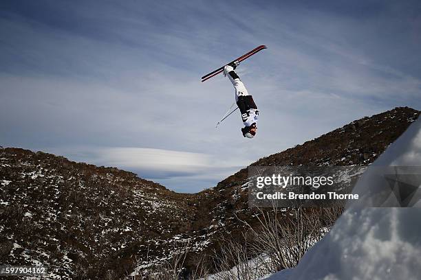 Andie Naude of Canada competes during the Subaru Australian Mogul Championships on August 30, 2016 in Perisher, Australia.