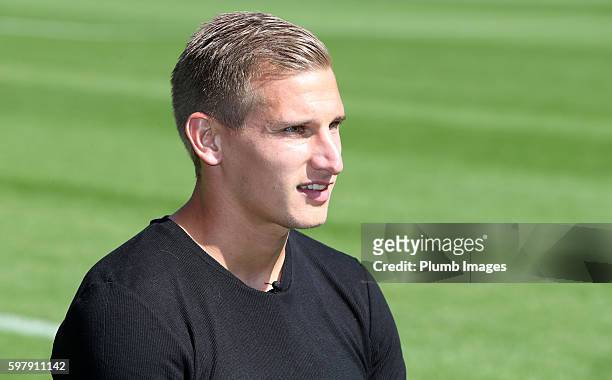 Leicester City's Marc Albrighton Signs New Contract with Leicester City at the King Power Stadium on August 30th , 2016 in Leicester, United Kingdom.