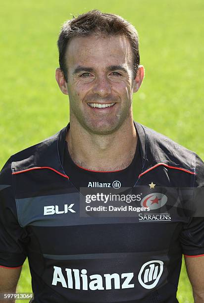 Neil de Kock poses for a portrait during the Saracens squad photocall for the 2016-2017 Aviva Premiership Rugby season on August 30, 2016 in St....