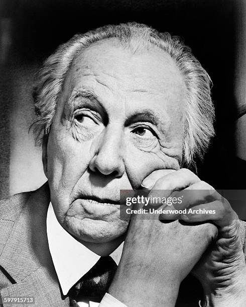 Portrait of famed architect Frank Lloyd Wright, New York, New York, 1954.