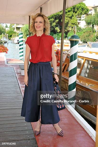 Festival hostess Sonia Bergamasco arrives at the 73rd Venice Film Festival on August 30, 2016 in Venice, Italy.