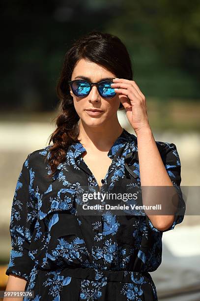 Actress Valentina Lodovini arrives at Lido during the 73rd Venice Film Festival on August 30, 2016 in Venice, Italy.