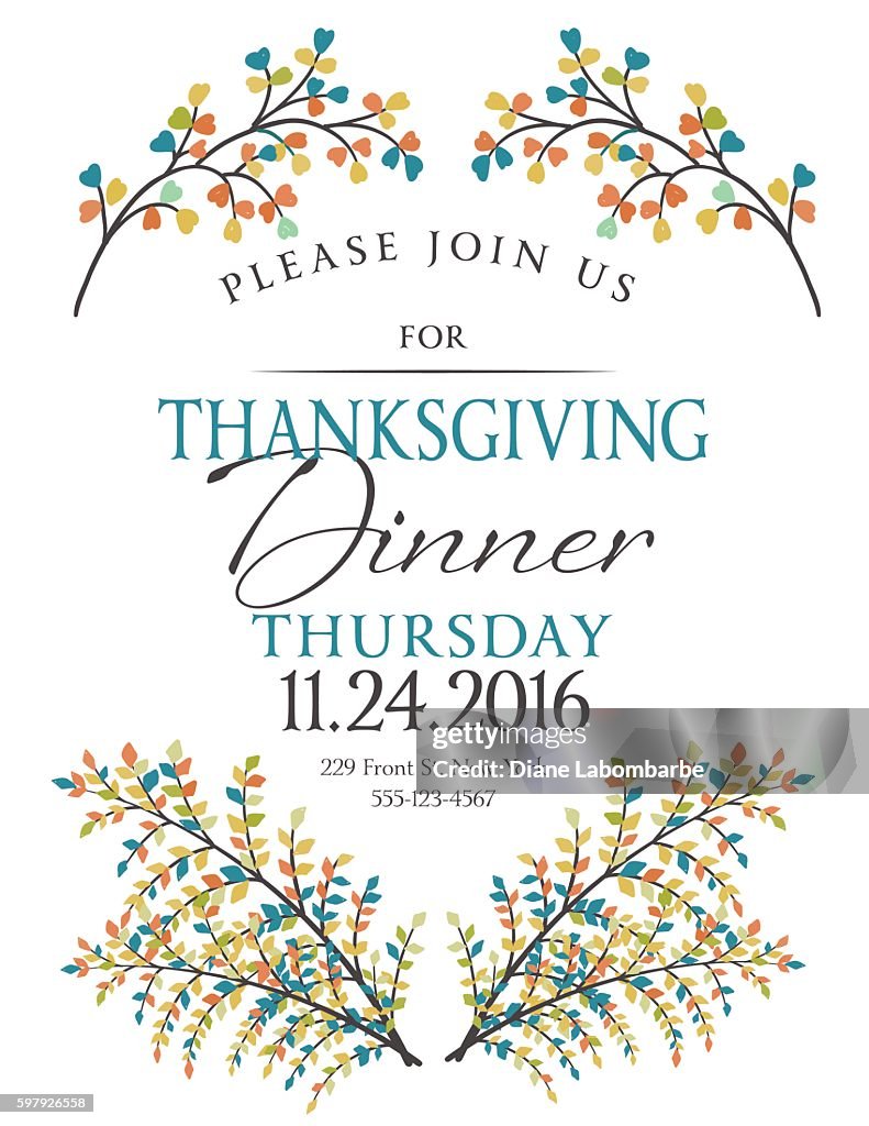 Elegant Fall Dinner Party Invitation Template High-Res Vector Graphic