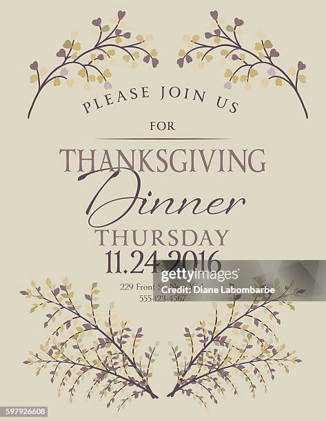 illustrations, cliparts, dessins animés et icônes de modèle d’invitation au dîner d’automne élégant - repas entre amis
