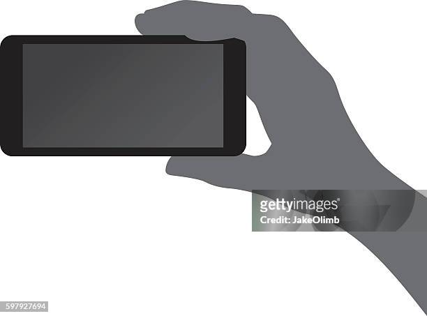 handhalten smartphone seitlich silhouette - horizontal stock-grafiken, -clipart, -cartoons und -symbole