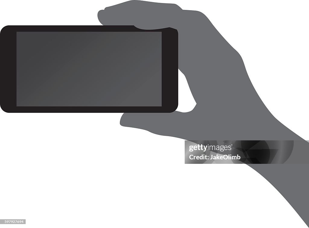 Hand Holding Smartphone Sideways Silhouette