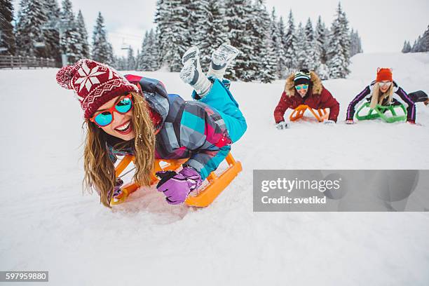 back in childhood - winter sport stock pictures, royalty-free photos & images