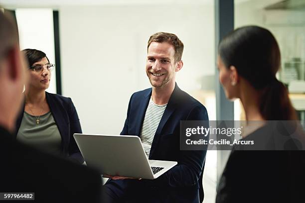 discussing visitor feedback on their site - feedback loop stock pictures, royalty-free photos & images