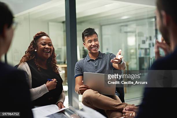 communication flows better in table-less meetings - candid stock pictures, royalty-free photos & images