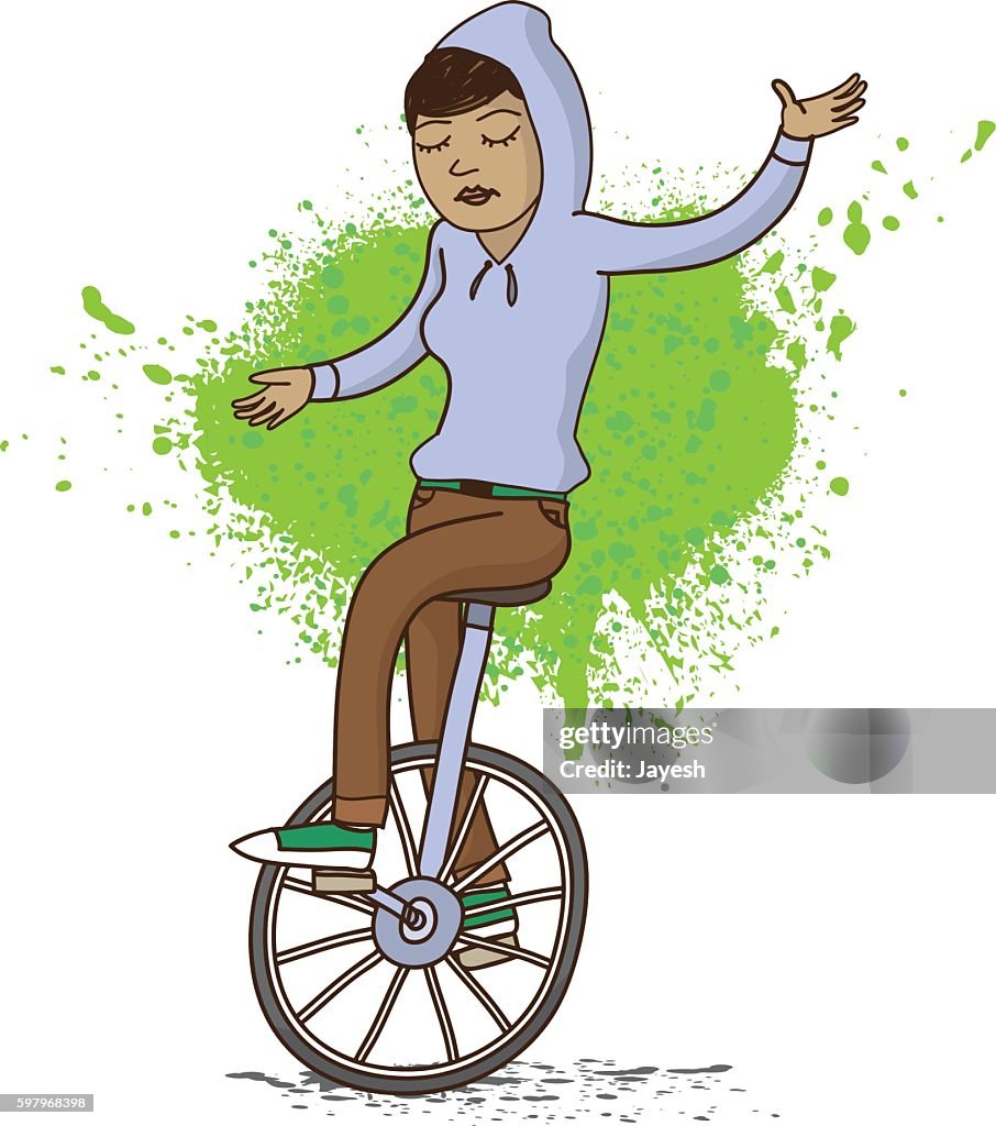 Girl On Unicycle Illustration High-Res Vector Graphic - Getty Images