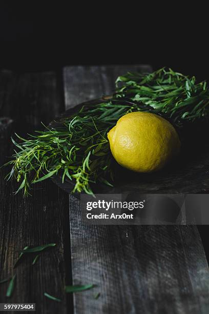 lemon and tarragon - tarragon stock pictures, royalty-free photos & images