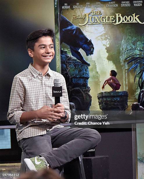 Neel Sethi attends AOL Build to discuss his starring role as Mowgli in Jon Favreau's re-telling of "The Jungle Book" at AOL HQ on August 30, 2016 in...