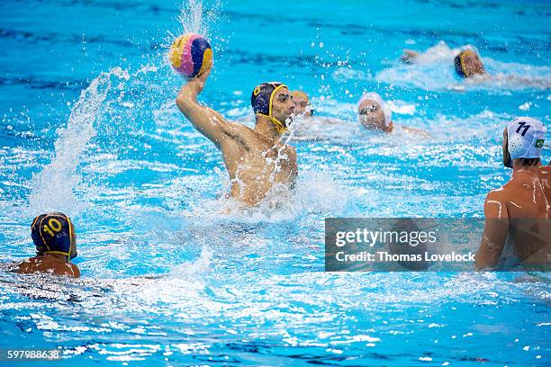 Summer Olympics: Spain Marc Minguell Alferez in action vs Brazil during Men's Classification 7th-8th Place match at Maria Lenk Aquatics Centre. Rio...