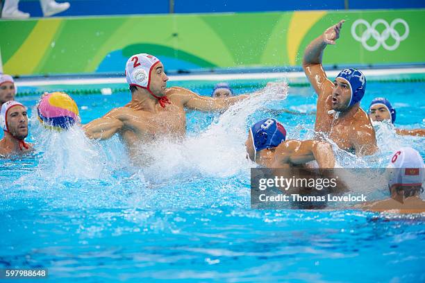 Summer Olympics: Montenegro Drasko Brguljan in action vs Italy during Men's Bronze Medal match at Maria Lenk Aquatics Centre. Italy wins bronze. Rio...