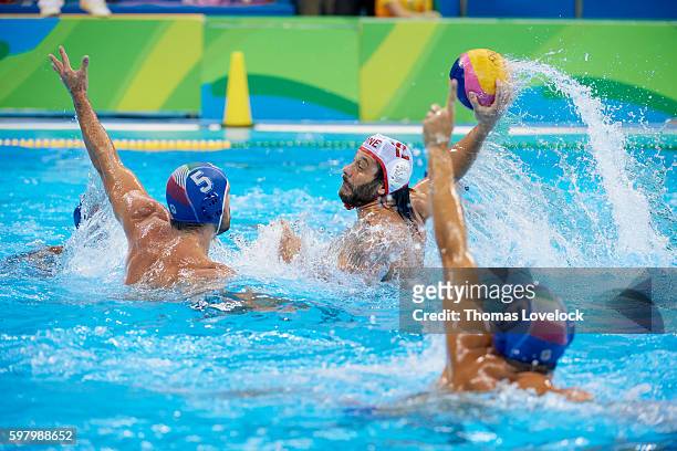 Summer Olympics: Montenegro Predrag Jokic in action vs Italy during Men's Bronze Medal match at Maria Lenk Aquatics Centre. Italy wins bronze. Rio de...