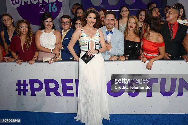 Blue Carpet" -- Pictured: Andrea Marti arrives at the 2016 Premios Tu Mundo at the American Airlines Arena in Miami, Florida on August 25, 2016 --