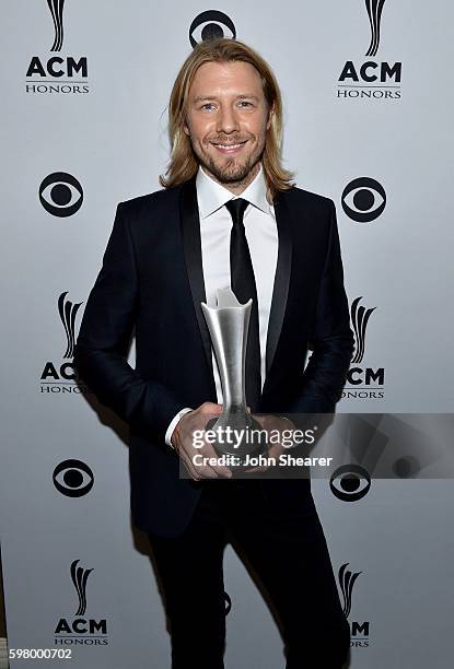 Musician Danny Rader receives the Specialty Instrument of the Year Award during the 10th Annual ACM Honors at the Ryman Auditorium on August 30, 2016...