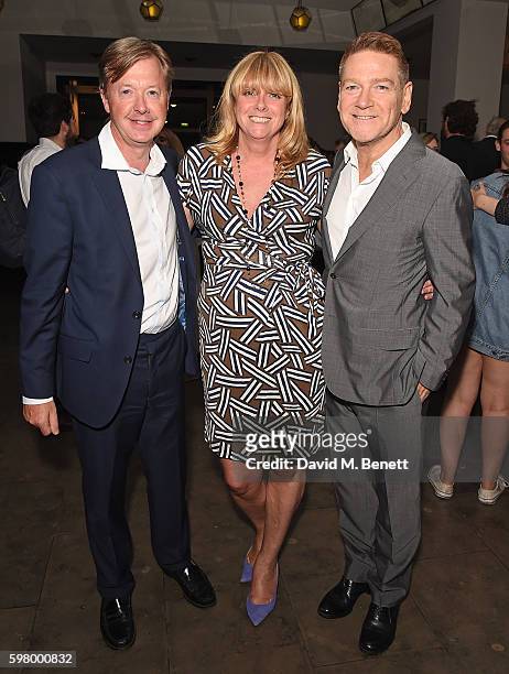 Edward Snape, Marilyn Eardley and Kenneth Branagh attend the press night party for "The Entertainer", the final production in The Kenneth Branagh...