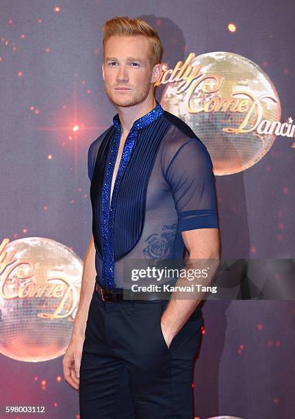 Greg Rutherford arrives for the Red Carpet Launch of 'Strictly Come Dancing 2016' at Elstree Studios on August 30, 2016 in Borehamwood, England.