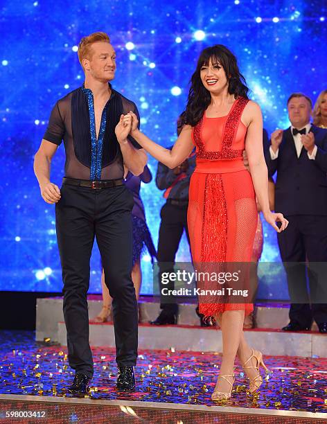 Greg Rutherford and Daisy Lowe arrive for the Red Carpet Launch of 'Strictly Come Dancing 2016' at Elstree Studios on August 30, 2016 in Borehamwood,...