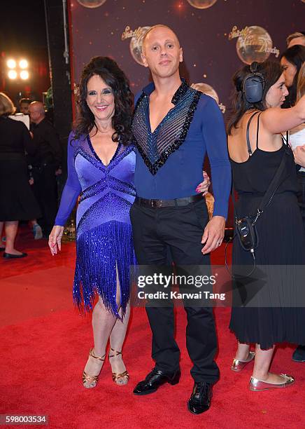 Lesley Joseph and Robert Rinder arrive for the Red Carpet Launch of 'Strictly Come Dancing 2016' at Elstree Studios on August 30, 2016 in...