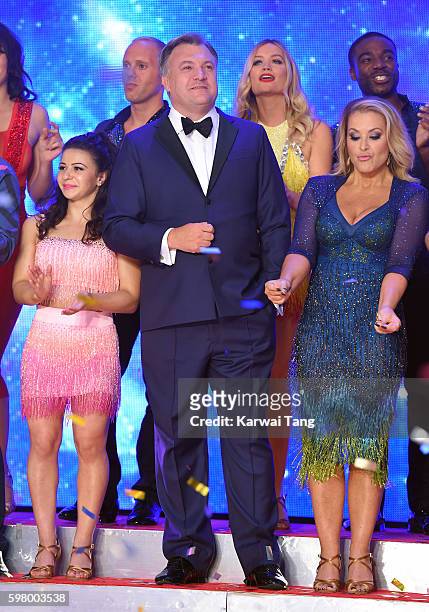Claudia Fragapane, Ed Balls and Anastacia arrive for the Red Carpet Launch of 'Strictly Come Dancing 2016' at Elstree Studios on August 30, 2016 in...