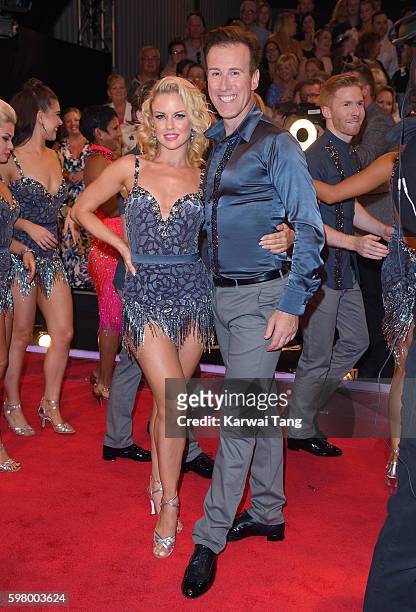 Joanne Clifton and Anton du Beke arrive for the Red Carpet Launch of 'Strictly Come Dancing 2016' at Elstree Studios on August 30, 2016 in...