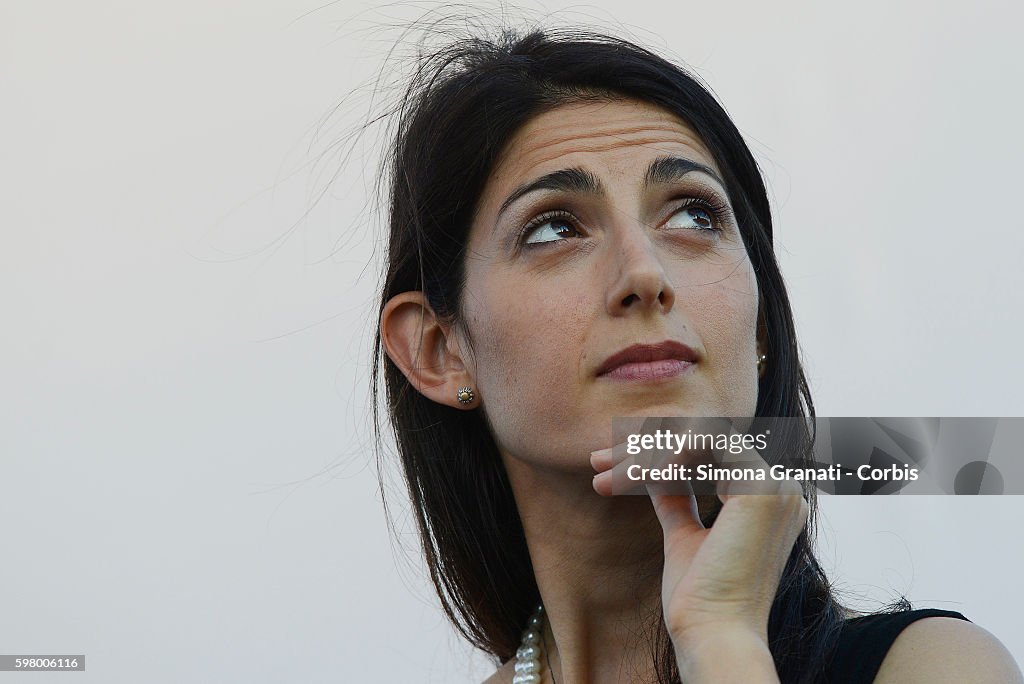 Virginia Raggi partecipates at the party of the newspaper Il Fatto Quotidiano