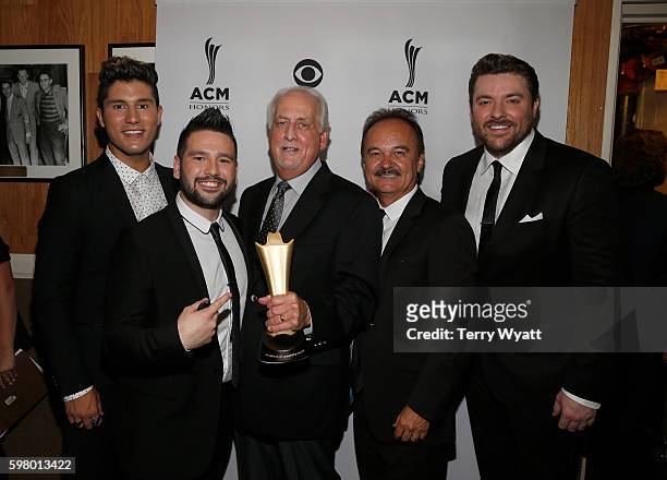 Dan Smyers and Shay Mooney of Dan + Shay, honorees Don Reid and Jimmy Fortune, and singer-songwriter Chris Young attend the 10th Annual ACM Honors at...