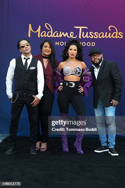 Suzette Quintanilla, A.B. Quintanilla and Chris Perez attend the Madame Tussauds Hollywood Unveils A Wax Figure Of Selena Quintanilla at Madame...