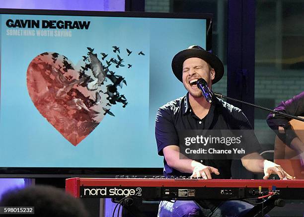 Gavin DeGraw performs at AOL Build's discussion of his new album "Something Worth Saving" at AOL HQ on August 30, 2016 in New York City.