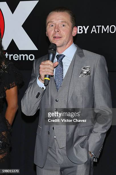Actor Simon Pegg attends the premiere of the Paramount Pictures title "Star Trek Beyond" at Cinemex Antara Polanco on August 30, 2016 in Mexico City,...