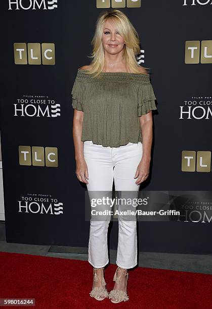 Actress Heather Locklear arrives at the screening of 'Too Close to Home' at The Paley Center for Media on August 16, 2016 in Beverly Hills,...