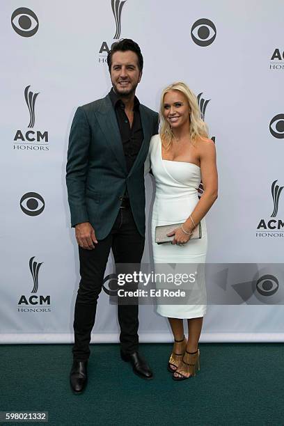 Luke and Caroline Bryan attend the 10th Annual ACM Honors at the Ryman Auditorium on August 30, 2016 in Nashville, Tennessee.