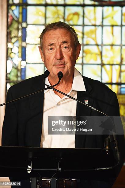 Nick Mason speaks during the announcement of "Their Mortal Remains" a Pink Floyd exhibition on from 13 May to 1 October 2017 at The V&A on August 31,...
