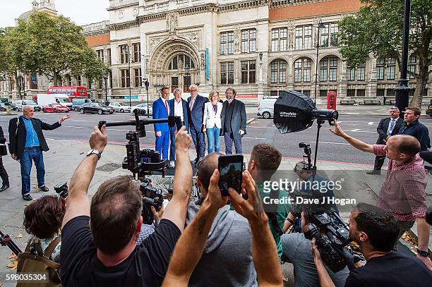 Martin Roth, Nick Mason, Tim Reeve, Victoria Broackes and Michael Cohl attend the announcement of "Their Mortal Remains" a Pink Floyd exhibition on...