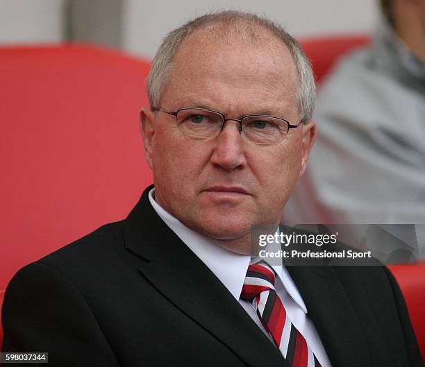 Les Reed of Fulham watching the Barclays Premier League match between Sunderland and Fulham at the Stadium of Light on October 27, 2007 in...