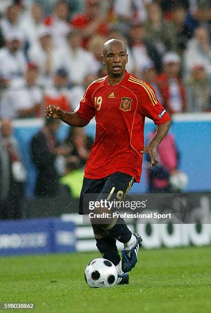 Marcos Senna of Spain in action during the UEFA EURO 2008 Group D match between Spain and Russia at Stadion Tivoli Neu on June 10, 2008 in Innsbruck,...