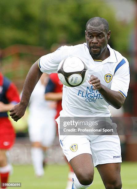 Enoch Showunmi of Leeds United in action during the Pre Season Friendly Match between York City and Leeds United at Kitkat Crescent in York on 12th...