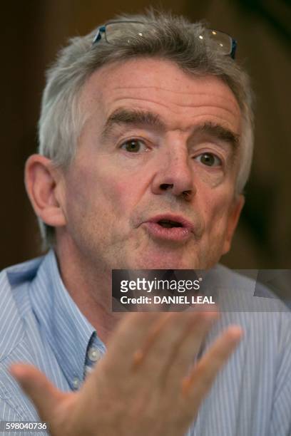 Chief Executive Officer of Irish airline Ryanair Michael O'Leary attends a press conference at a hotel in London on August 31, 2016. - Brexit will...